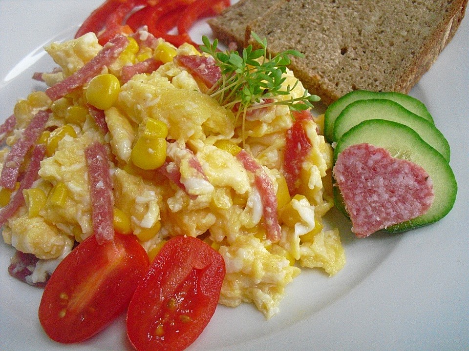 Rührei mit Salami und Mais von IBKbecky | Chefkoch.de