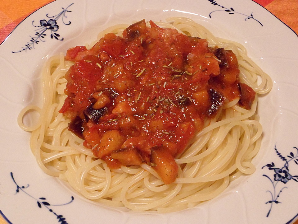 Schnelle Spaghetti mit Auberginen und Tomaten von LeseBrezel | Chefkoch.de