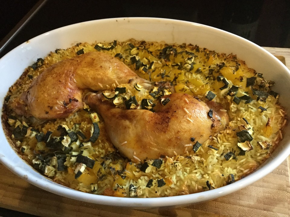 Hähnchenschenkel in Reis aus dem Ofen von vgtre | Chefkoch.de