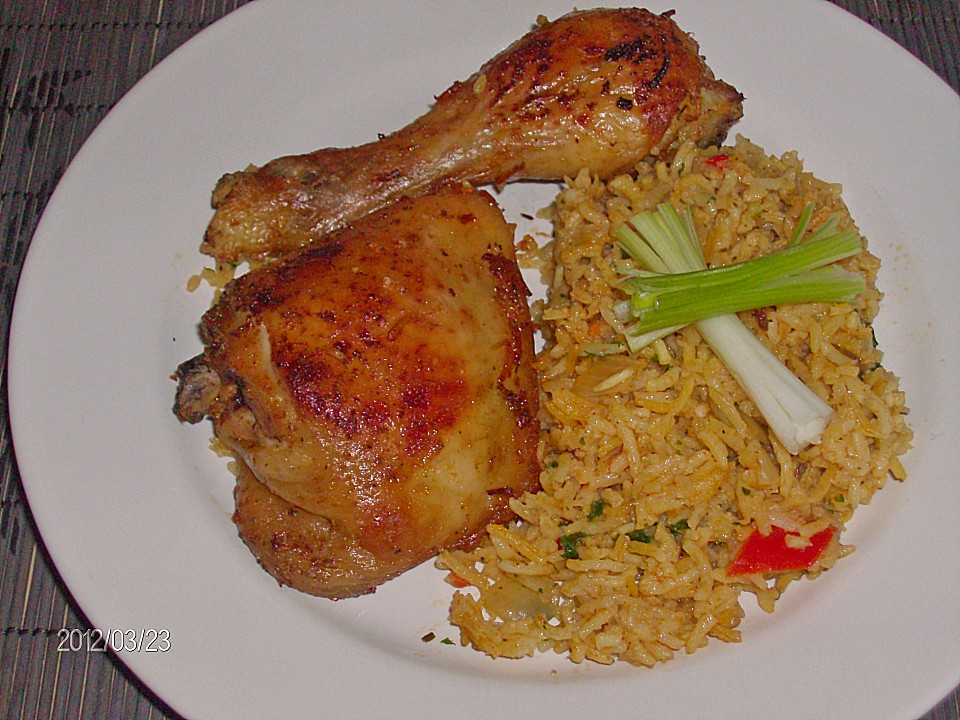 Hähnchenschenkel in Reis aus dem Ofen von vgtre | Chefkoch.de