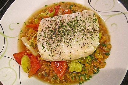 Fisch mit Lauch und Tomaten auf Linsenbett 5