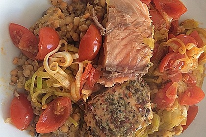 Fisch mit Lauch und Tomaten auf Linsenbett 3