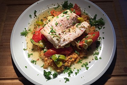 Fisch mit Lauch und Tomaten auf Linsenbett 4