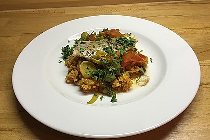 Fisch mit Lauch und Tomaten auf Linsenbett 7