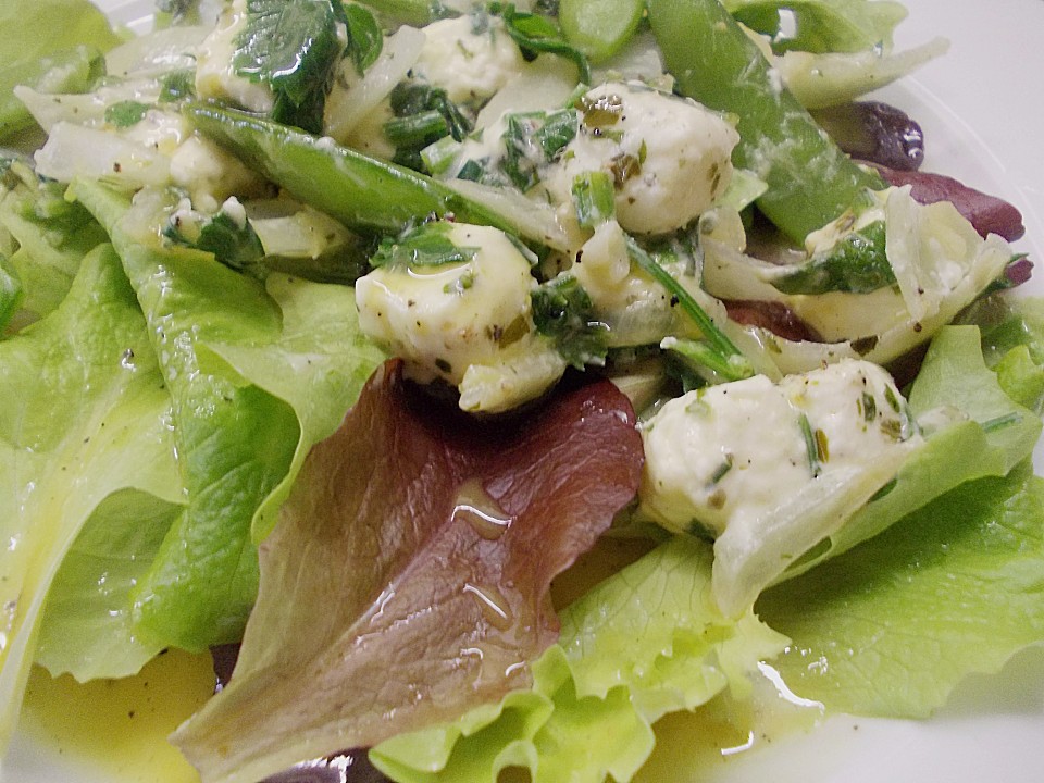 Pflücksalat mit warmem Schafskäse und Zuckerschoten von badegast1 ...