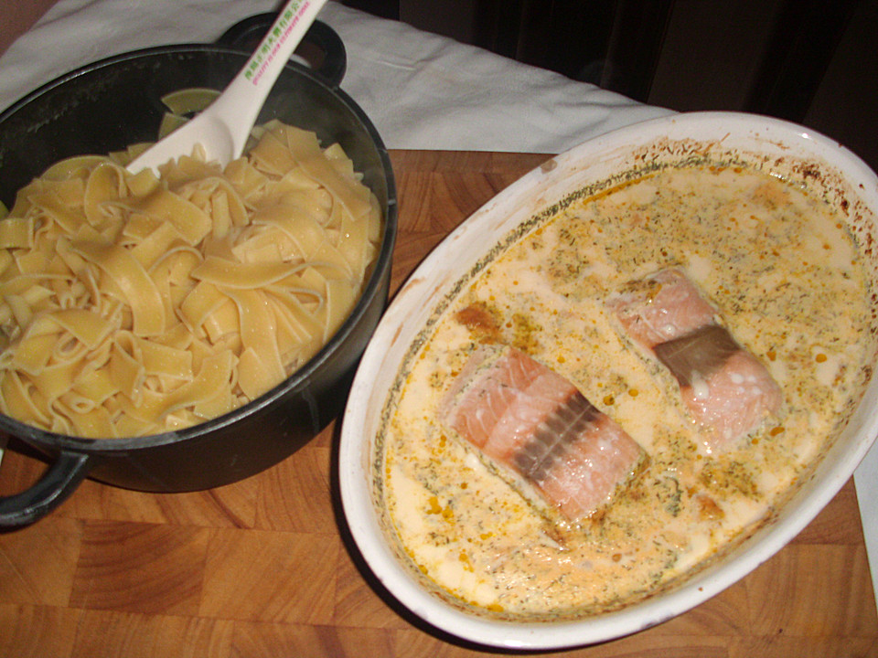 Nudeln mit Lachs-Sahnesoße von locutus_vb | Chefkoch.de