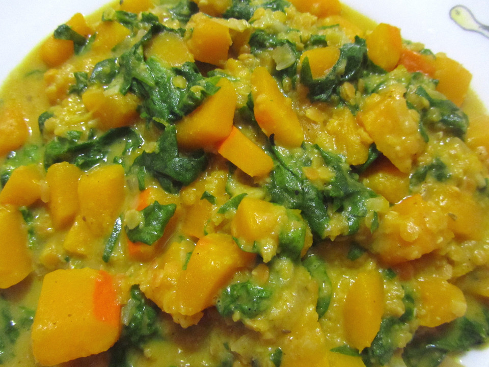 Kürbis-Spinat-Eintopf mit Linsen von vegetaroline | Chefkoch.de