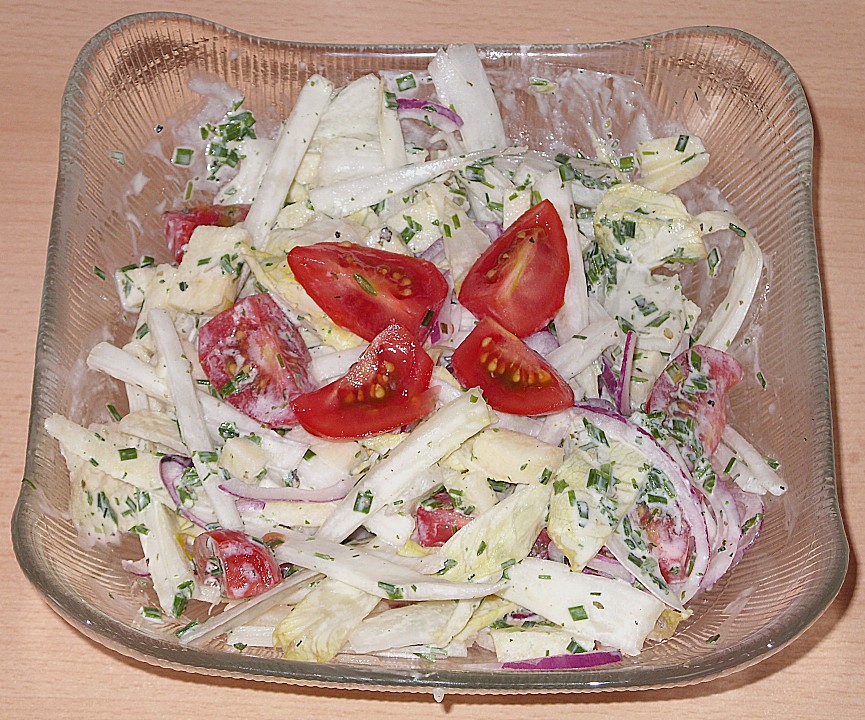 Chicoree - Salat mit Kräuterfrischkäse - Dressing von FrauSchmitz ...