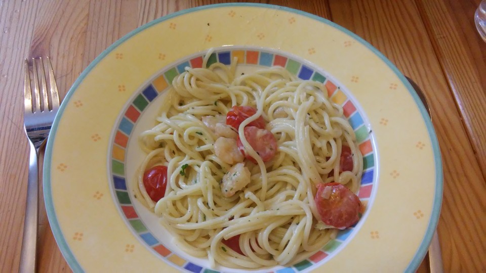 Spaghetti mit Garnelen in Sahnesoße von Loveach | Chefkoch.de