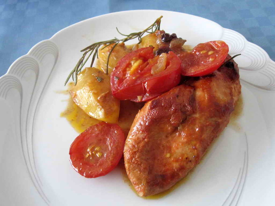 Brathähnchen mit Tomaten und Rosmarin von binchen59 | Chefkoch.de