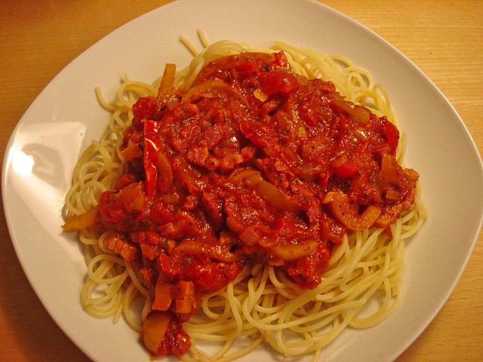 Spaghetti mit Paprika-Tomatensauce von Renni2 | Chefkoch.de