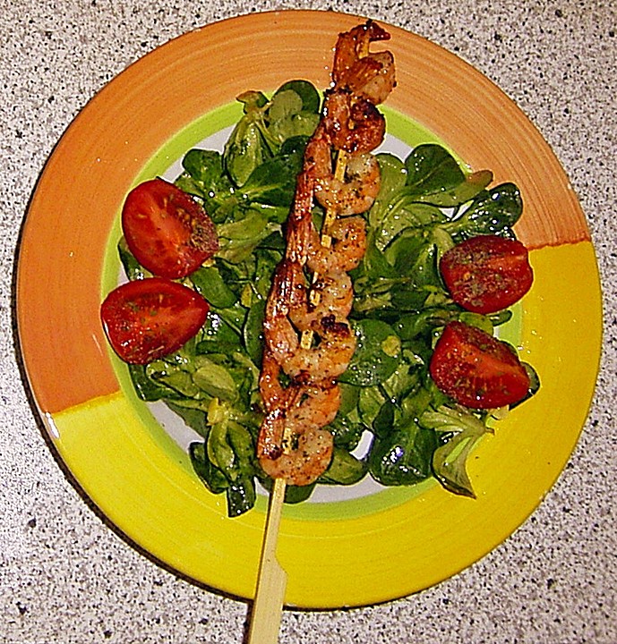 Scampi-Spieß auf Feldsalat von Lady_lion86 | Chefkoch.de