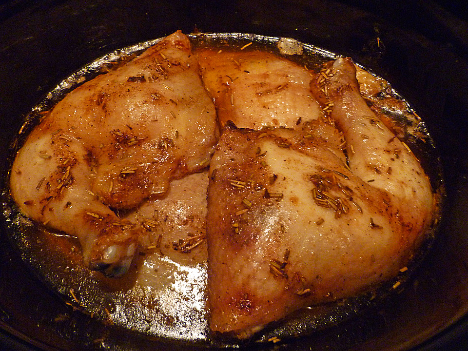Leckere Hähnchenkeulen mit Knoblauch und Rosmarin von downhillcat ...