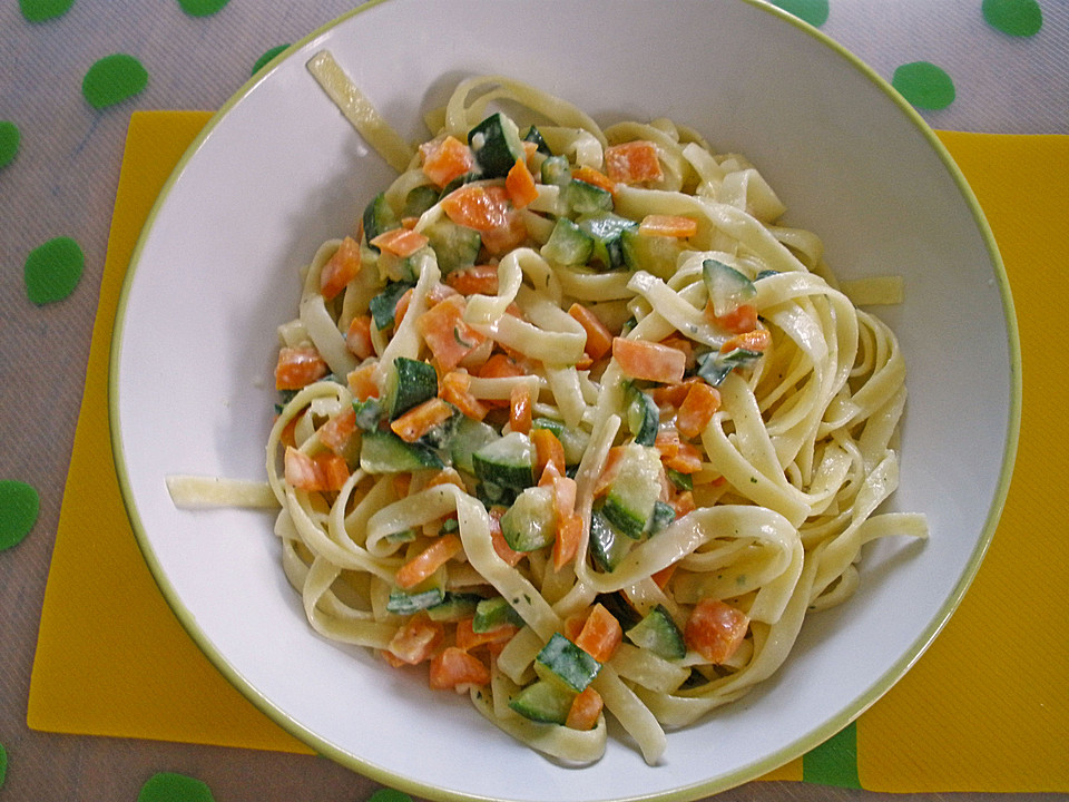 Spaghetti mit Zucchini-Möhren-Rahmsauce von chrigu74bern | Chefkoch.de