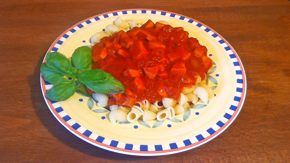 Nudeln mit Tomaten-Fleischwurst-Soße von GrungeCurle | Chefkoch.de
