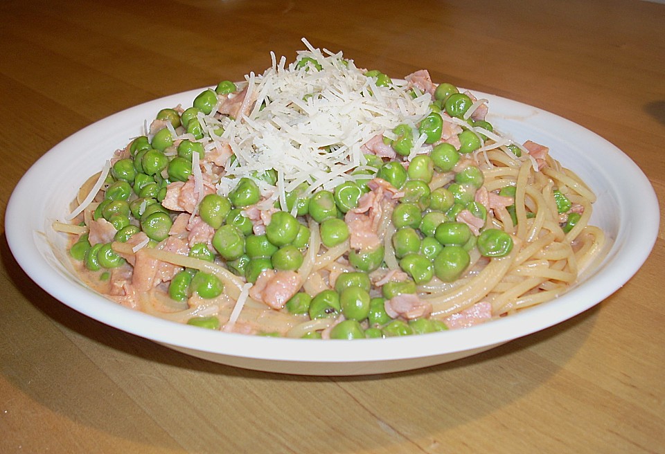 Spaghetti mit Schinken und Erbsen von balneario | Chefkoch.de