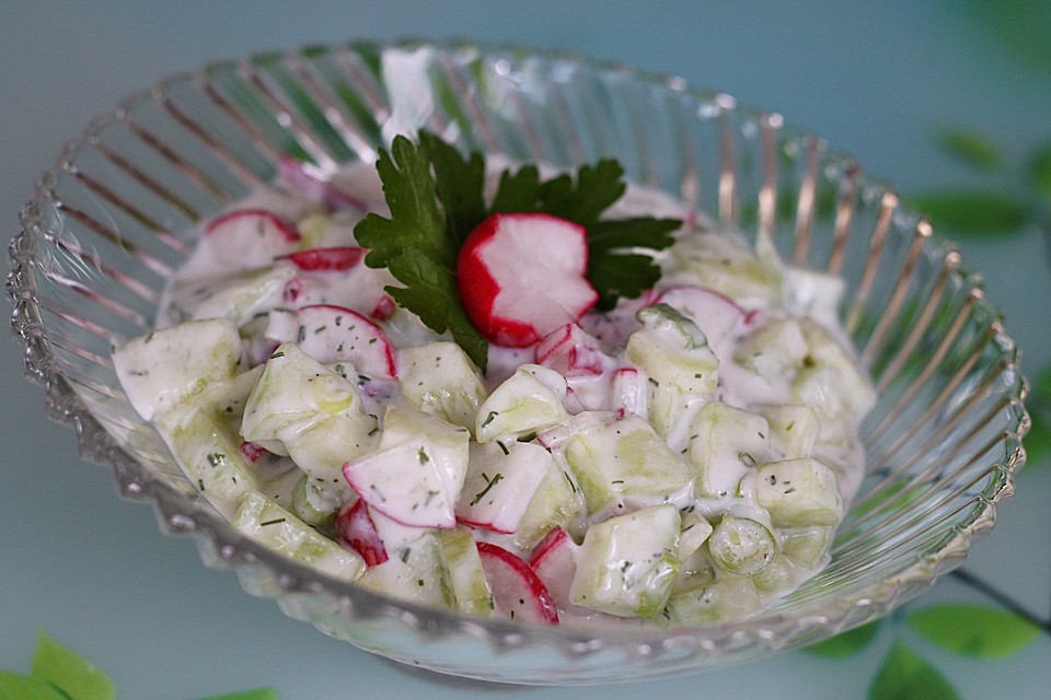 Gurken-Radieschen-Salat mit einem erfrischendem Jogurthdressing von ...