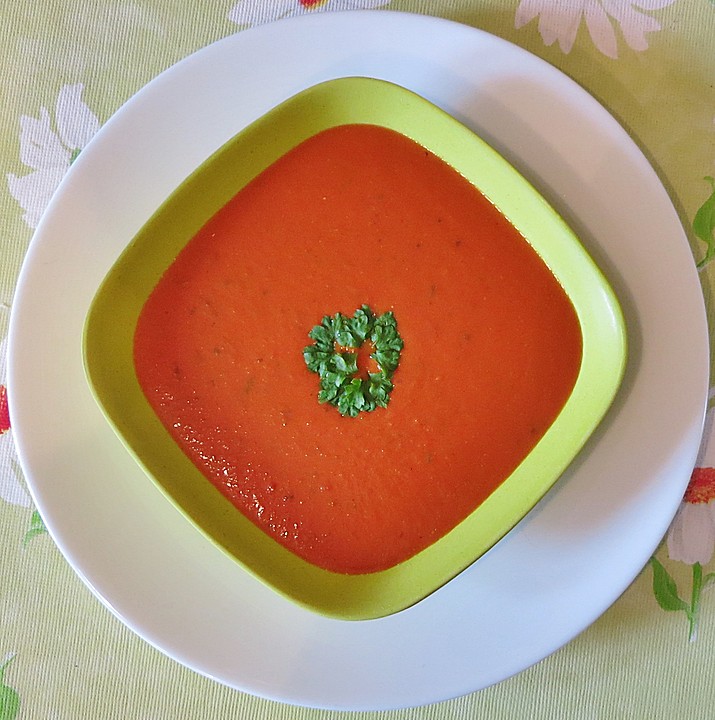 Vegane Tomatensuppe mit Kokosmilch und Mangochutney von Miezekatzja ...