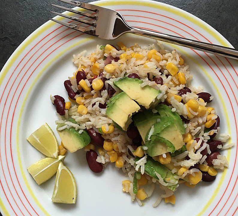Dunkle Bohnen-Mais-Avocado Salat mit Reis und Quinoa von Sabeth14565 ...