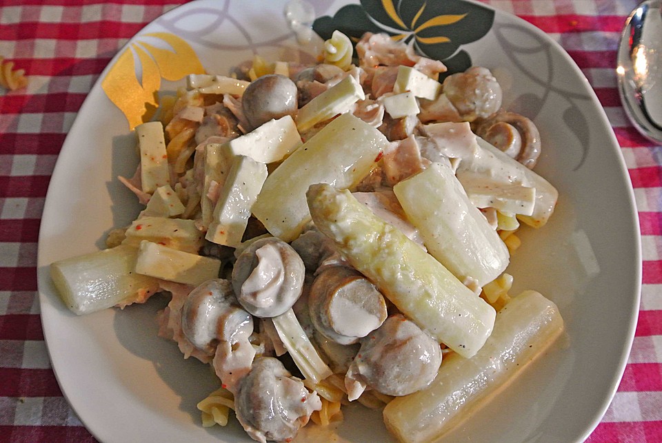 Nudeln mit Spargel-Zucchini-Schinken-Sahnesauce von jenny1976 | Chefkoch.de