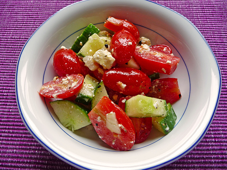 Mediterraner Tomaten - Gurkensalat mit Feta von Thomas-Bruno | Chefkoch.de