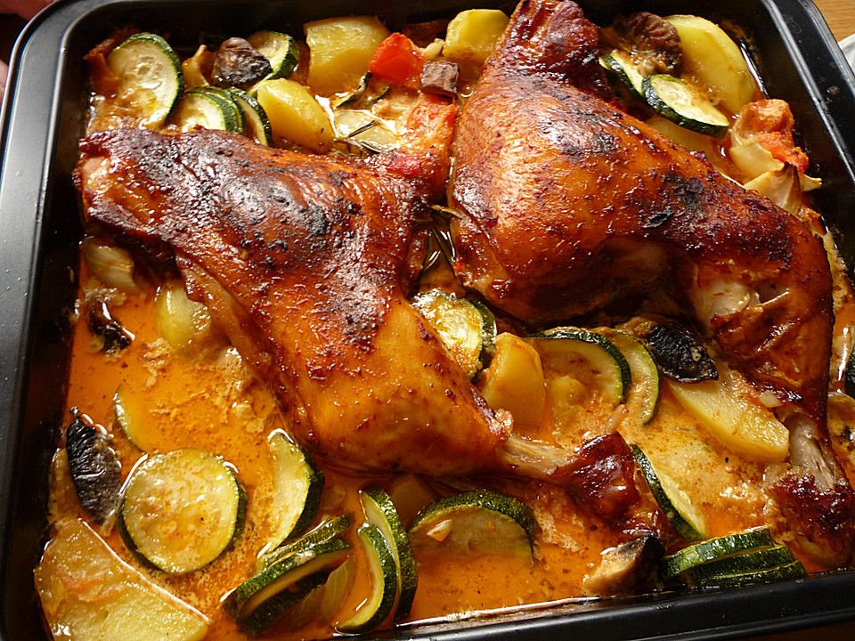 Hähnchenschenkel mit Kartoffeln und Knoblauch von Carco | Chefkoch.de