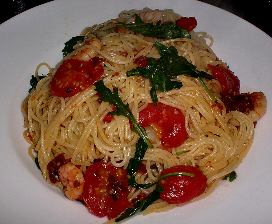 Spaghetti mit Gambas, getrockneten Tomaten und Rucola von cloudsorter ...