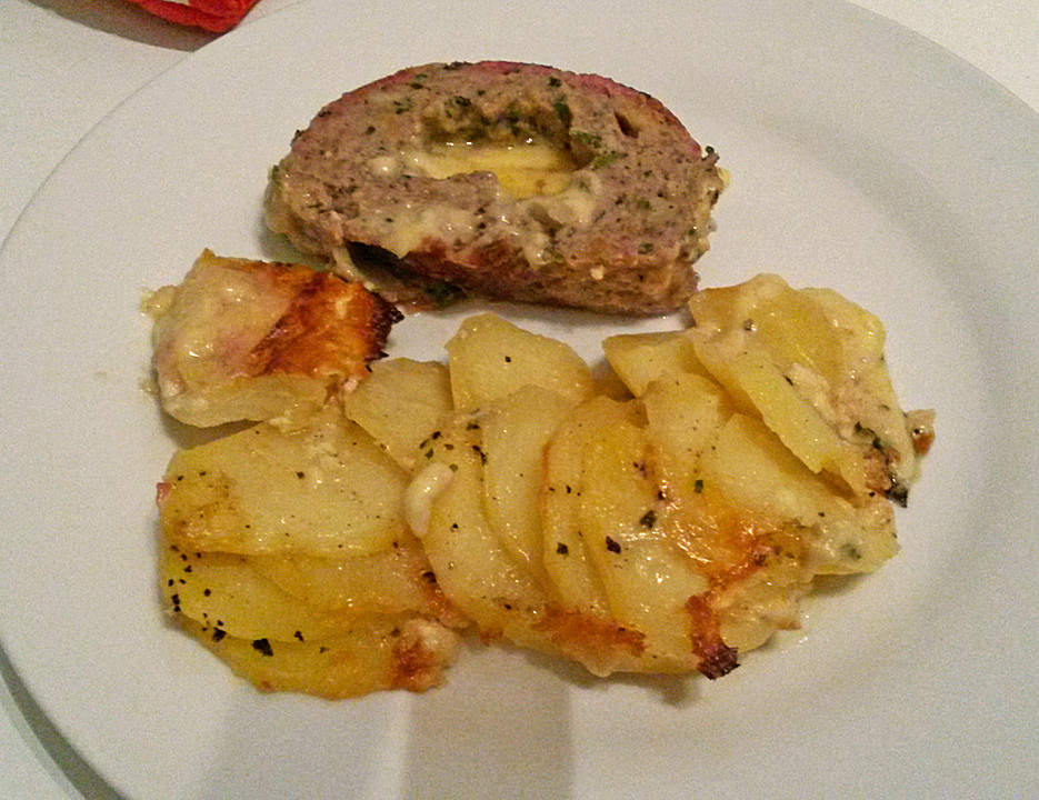 Gefüllter Käse-Hackbraten mit Kartoffelgratin von Lissy5555 | Chefkoch.de
