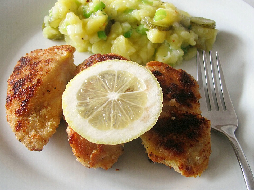 Paniertes H Hnchenbrustfilet Mit Rahmgurken Von Medaillon Chefkoch De