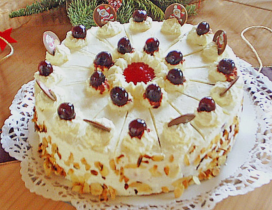 Käse - Sahne Torte mit Amarenakirschen von Küchenfee1304 | Chefkoch.de