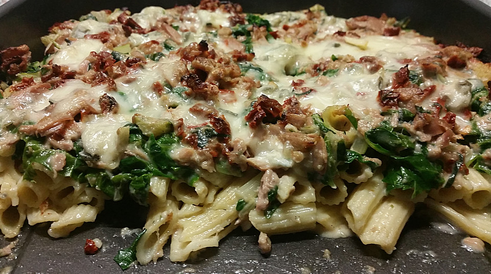 Penne mit Mangold, Thunfisch und Gorgonzola überbacken von küchen ...