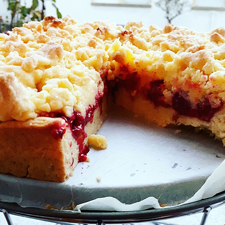 Streuselkuchen mit Kirschen - vegan und glutenfrei von jennifee222 ...