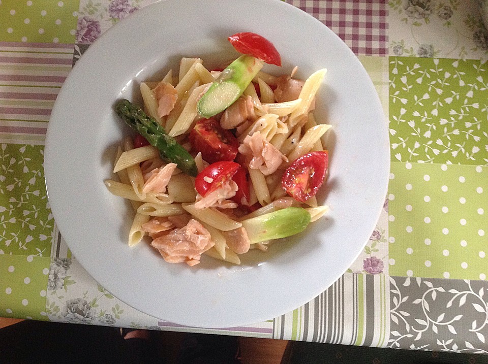 Penne mit grünem Spargel und Lachs von NadineV | Chefkoch.de