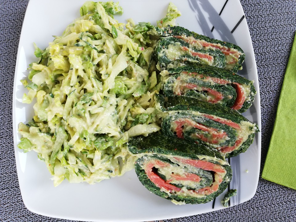 Lachs-Spinat-Rolle mit Cashew-Avocado-Salat von isa-baerchen | Chefkoch.de