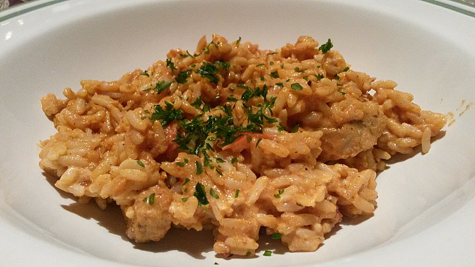 Griechischer Tomatenreis mit Geschnetzeltem von Nudili | Chefkoch.de