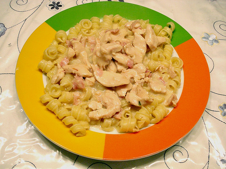 Nudeln mit Hähnchen-Schinken-Soße von schnuppe | Chefkoch.de