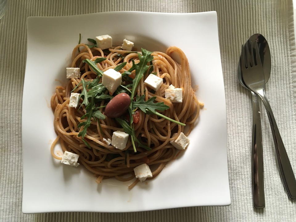 Spaghetti mit Rucola und Schafskäse von Ispat | Chefkoch.de