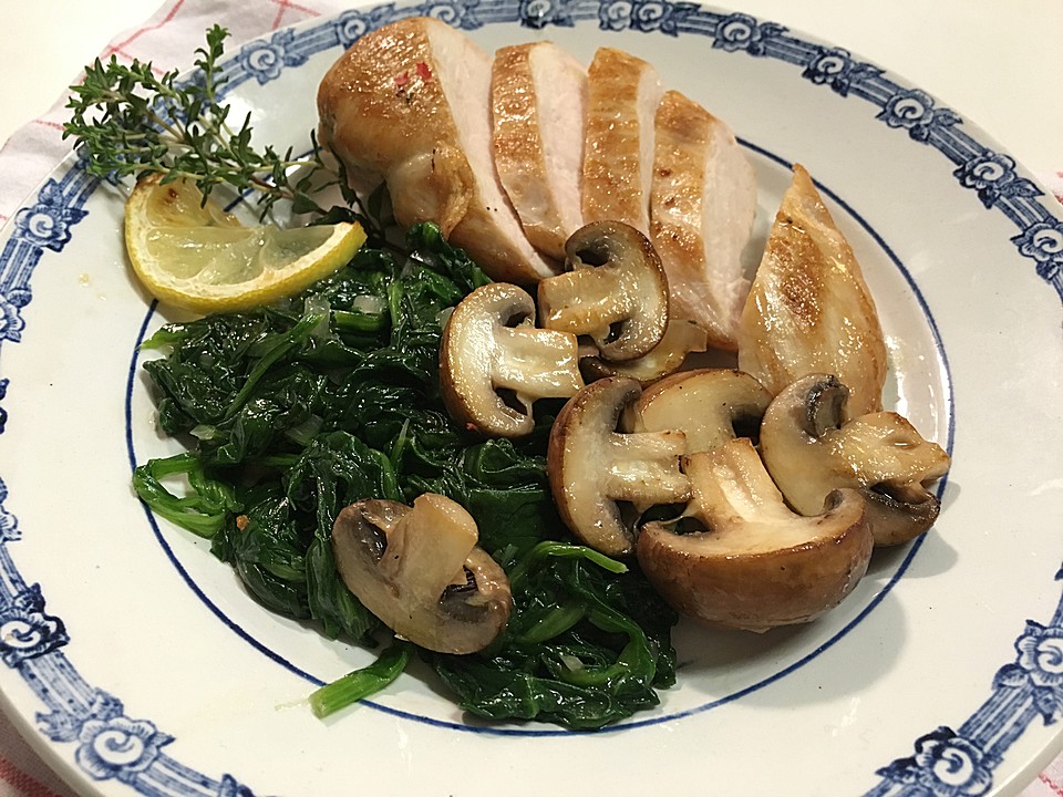 Hähnchen mit Spinat und Champignons von jhin | Chefkoch.de