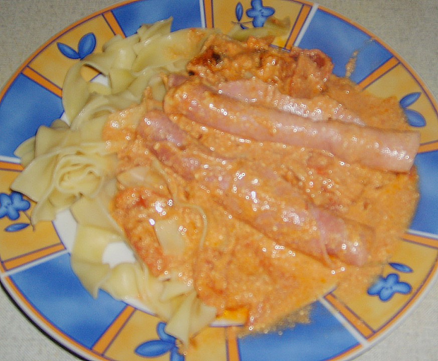 Schinkenrollen an Tomaten - Sahne - Sauce gratiniert von hroth ...