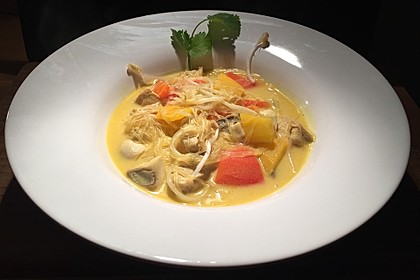 Kokos - Orangen - Ingwersuppe mit Huhn 4