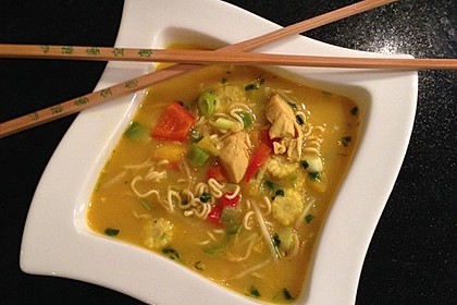Kokos - Orangen - Ingwersuppe mit Huhn 3