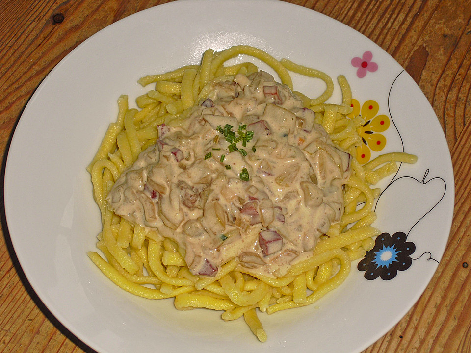 Nudeln mit Zucchini - Schinken - Soße von binchen777 | Chefkoch.de