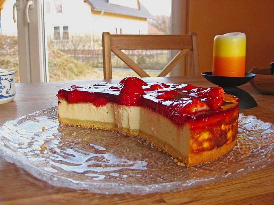 Käsekuchen mit Erdbeeren von ulkig | Chefkoch.de