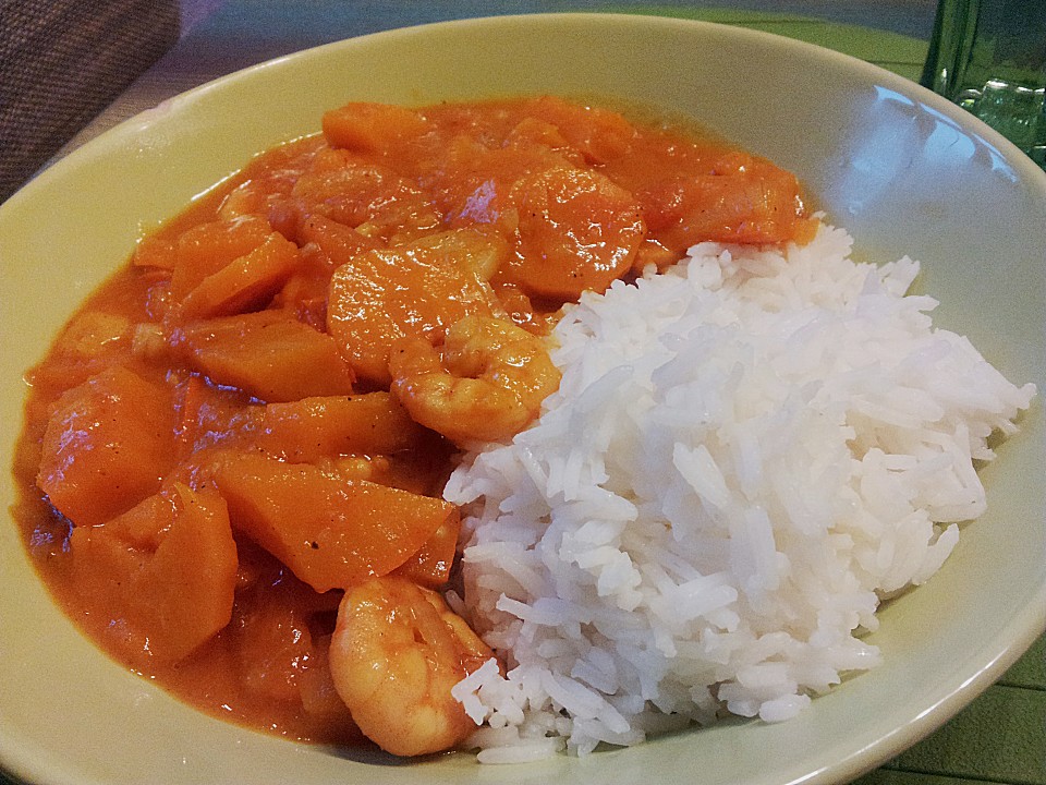 Karibische Garnelen in Kürbis - Kokoscurry von tobagowi | Chefkoch.de