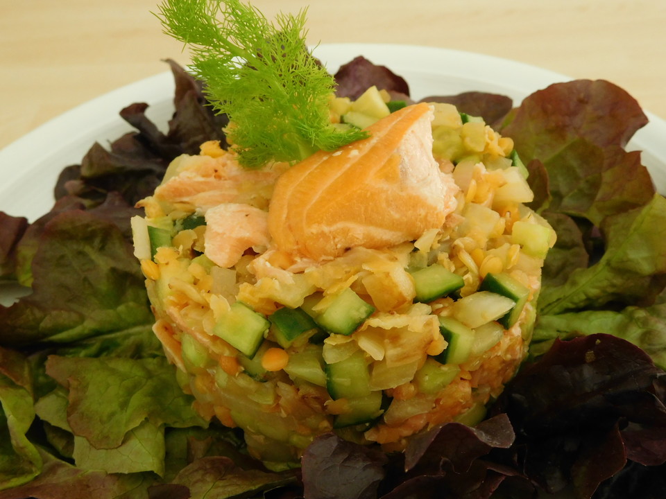Linsen-Lachs-Salat mit Fenchel und Gurke von Glorfinniel | Chefkoch.de