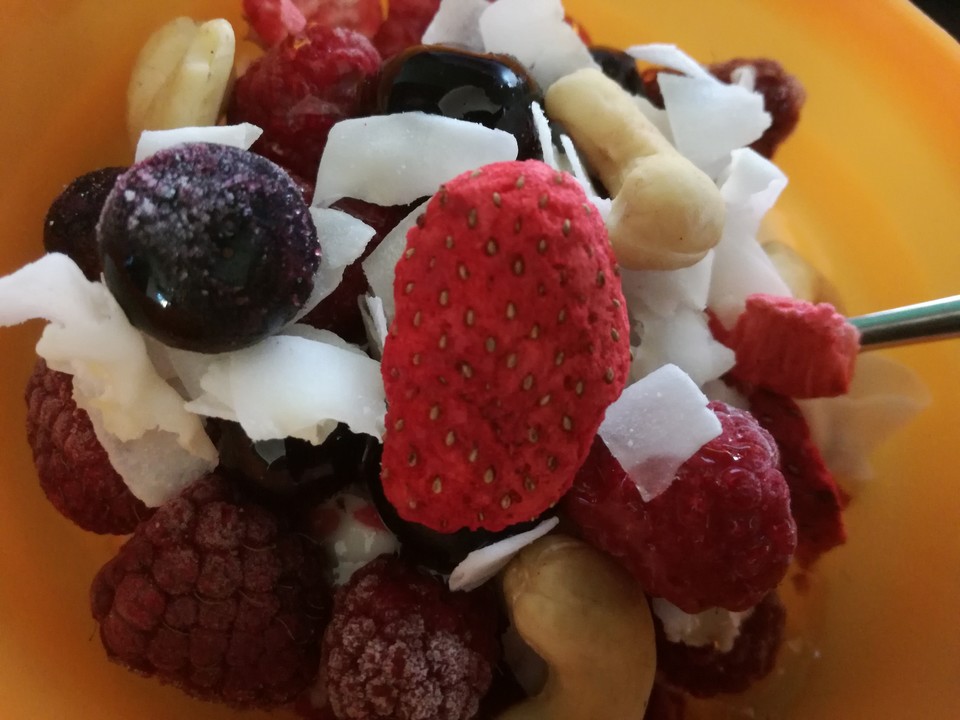 Low Carb Frühstück mit Quark, Himbeeren und Haferflocken von Inaki79 ...