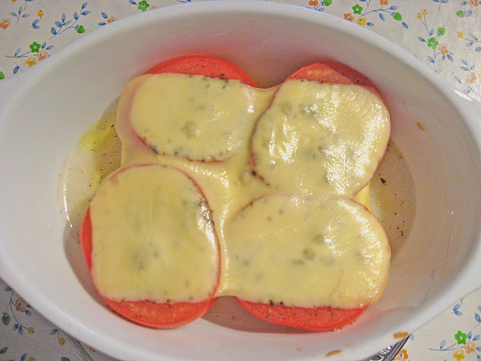 Schafskäse mit Tomaten und Käse überbacken von Peperoni666 | Chefkoch.de