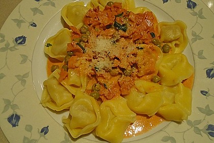 Tortellini in Schinken - Sahnesauce mit Erbsen 13