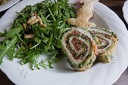 Rucola - Basilikum - Salat mit Pinienkernen und Parmesan 6