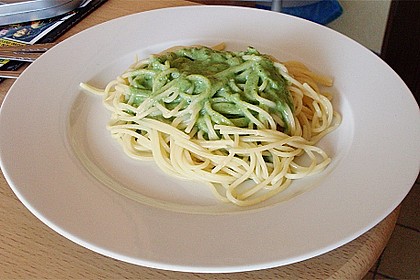 Spaghetti mit Spinatsauce 9